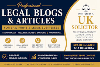 write professional legal blog posts and legal articles for law firms