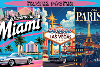 design retro vintage poster, travel poster, holiday poster and vacation poster