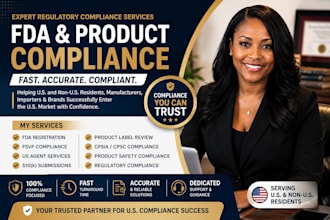 review your product for cpsc, cpsia, fda and safety compliance for us imports