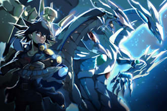 design stunning custom tcg playmat illustration for anime and fantasy card game