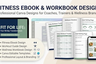 design a fitness ebook workout guide and wellness workbook in canva