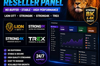 offer no buffer streaming reseller panel, lion ott strong8k, strong4k with trex