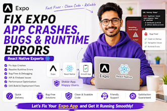 fix expo react native app crashes, bugs and runtime errors