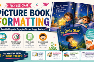 create kids picture book illustration and layout design