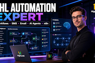 gohighlevel automation specialist ghl workflows sms email ai agents make n8n