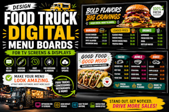 design food truck digital menu boards for TV screens and displays
