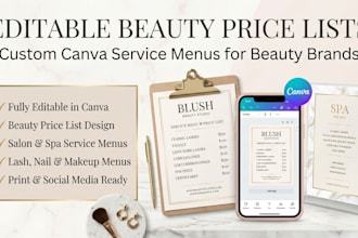 create an editable beauty price list and service menu in canva