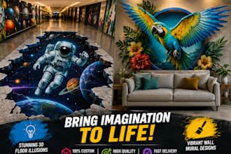 create 3d pavement art, floor illusions, wall murals, outdoor illusion designs