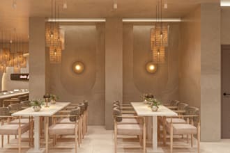 render 3d photorealistic commercial interiors, restaurant, office,3d cafe design