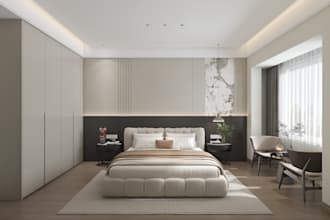 modern bedroom and dressing room