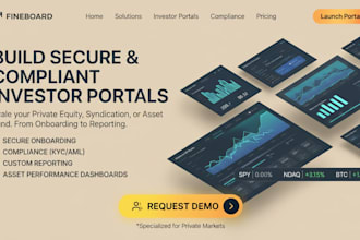 design an investor portal, dashboard and private investment platform