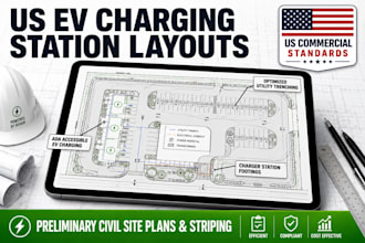 draw parking lot site plans for US ev charging station layout