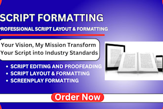 edit proofread and format movie script screenplay script formatting
