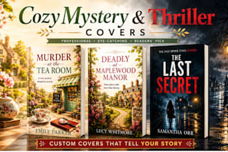 design a professional cozy mystery or thriller book cover or ebook cover
