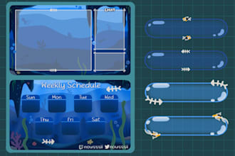 design cute twitch overlay packages
