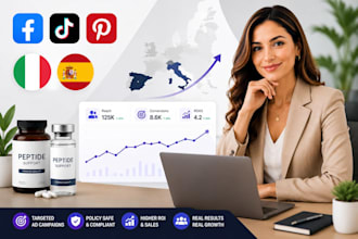 run approved socia media ads for italy spain peptide supplement antibiotic drugs