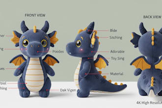 create cute custom plush toy plushie stuffed animal doll with reference sheet