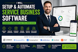 setup jobber housecall pro company cam jobnimbus zenmaid service fusion leap