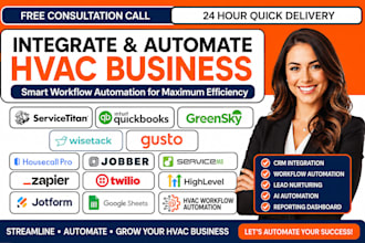 integrate servicetitan quickbook greensky wisetack gusto hvac workflow automatio