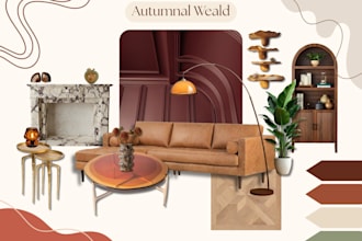 create interior design mood board with clickable shopping list