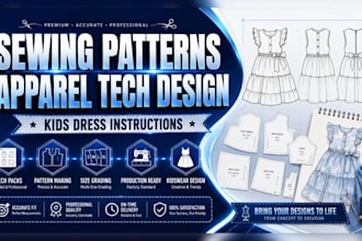 do sewing patterns, sewing instructions for kid dresses, and apparel tech design