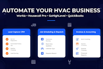integrate and automate workiz or housecall pro with ghl, quickbooks for hvac