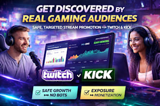 promote your twitch or kick stream to real gaming audiences
