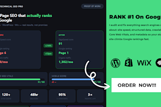 optimize website on page technichal seo for google ranking shopify wordpres wix