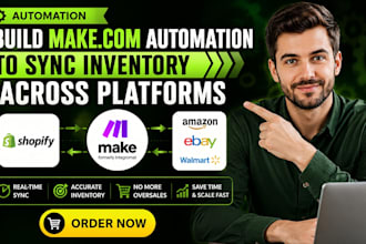 build make com automation to sync inventory accross platforms for shopify stores