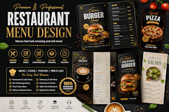 design premium restaurant menu, cafe menu, food flyer and poster
