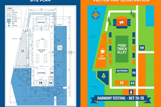design a custom event map site plan and vector map illustration