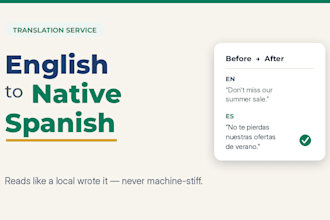 translate english to natural, native spanish
