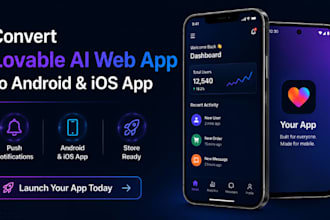 convert lovable ai web app to android and ios mobile app with push notification