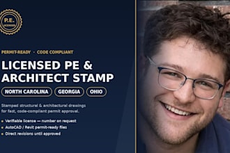 provide licensed pe architect stamp for north carolina georgia ohio
