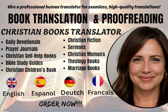 proofread and translate your christian books to french, german and english