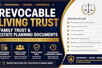 draft revocable living trust, family trust and estate planning documents