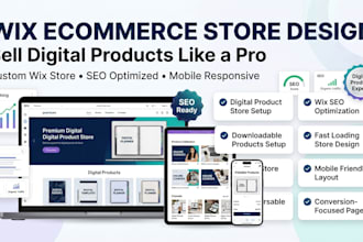 design redesign wix e commerce store for digital products with SEO