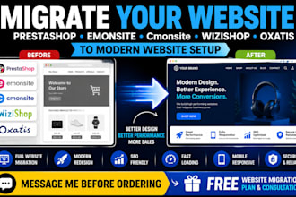 design migrate prestashop sitew emonsite cmonsite wizishop oxatis website setup