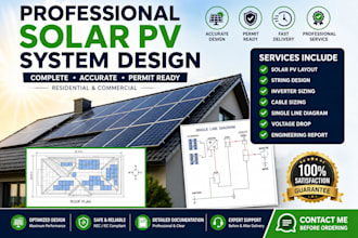 design solar pv layout, sld, string, inverter and cable sizing