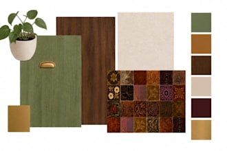 a rustic moodboard for a interior project