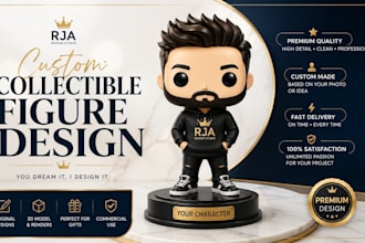 design a custom pop style collectible figure, toy concept,  3d model