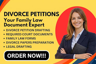 draft a divorce petition and all required court documents