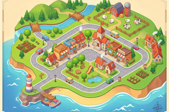 design isometric map illustration and cartoon art