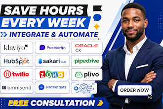 integrate klaviyo postscript oracle cx hubspot twilio sakari SMS pipedrive zoho