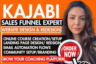 design or redesign kajabi website, sales funnel, online course for tech and ai