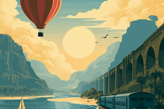 design modern vintage travel poster in minimalist style