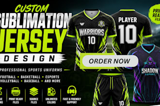 design custom sublimation jersey, sports uniform, and teamwear design