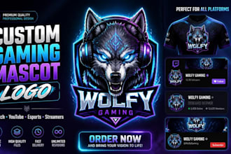 draw custom gaming mascot character logo for streamers and gamers