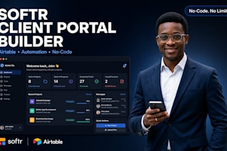 build softr client portal, airtable database, softr webapp and automation