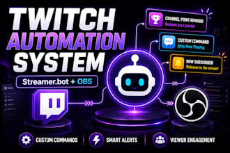 build complete twitch channel automation system with streamer bot